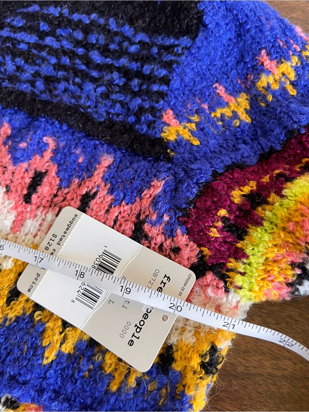 Free People Womens L Best Day Ever Sweater Alpaca Colorblock Patchwork Boho NWT - Picture 9 of 11